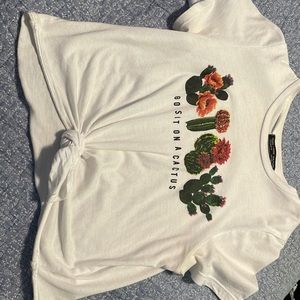 White cactus crop top